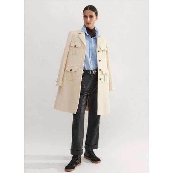 ME+EM Wool-Blend Military A-Line Coat in Natural (Size US 8) - Picture 5 of 14